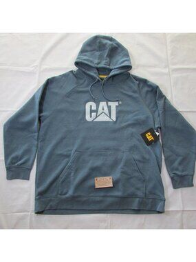CAT Caterpillar Men's 2XL Raglan Hooded Sweatshirt Pullover Orion Blue